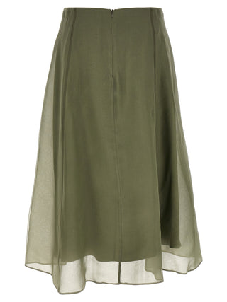 Bicolor Silk Midi Skirt