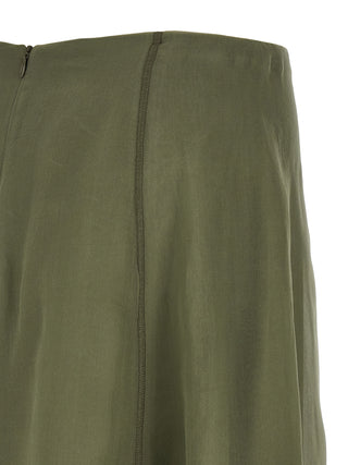 Bicolor Silk Midi Skirt