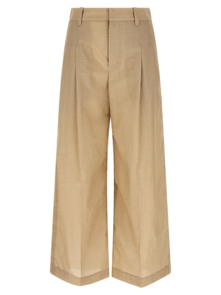 Beige Cotton Casual Pants