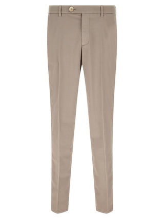 Beige Cotton Casual Pants
