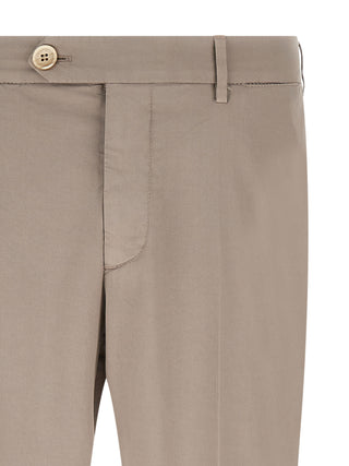 Beige Cotton Casual Pants