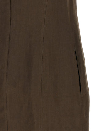 Brown Viscose Short Dress