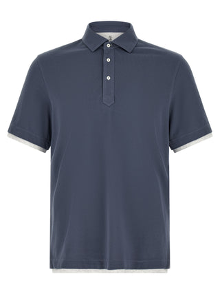 Blue Cotton Polo Shirt