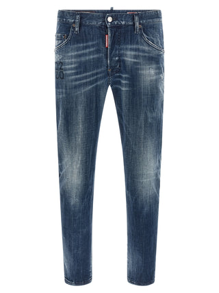 Jeans de algodón azul de corte relajado  