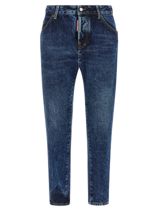 Jeans de pierna recta de algodón azul