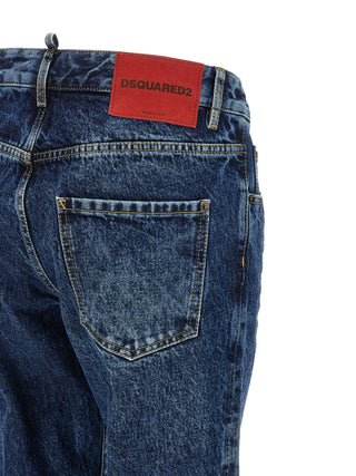Jeans de pierna recta de algodón azul