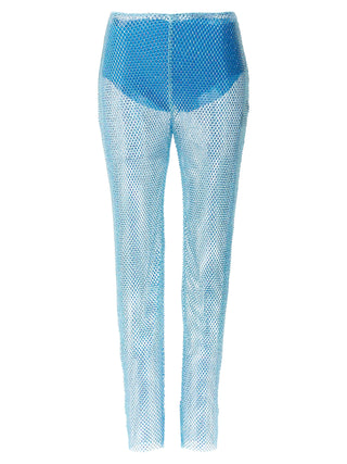 Blue Polyamide Casual Pants