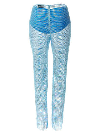 Blue Polyamide Casual Pants