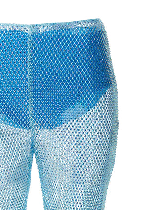 Blue Polyamide Casual Pants