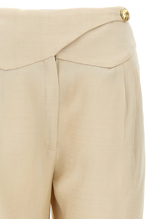 Pantalones de vestir beige de viscosa