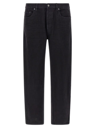 Black Cotton Straight-Leg Jeans