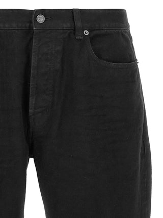 Black Cotton Straight-Leg Jeans