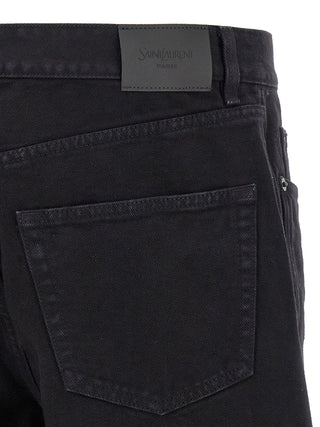 Black Cotton Straight-Leg Jeans