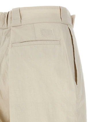 Beige Cotton Casual Pants