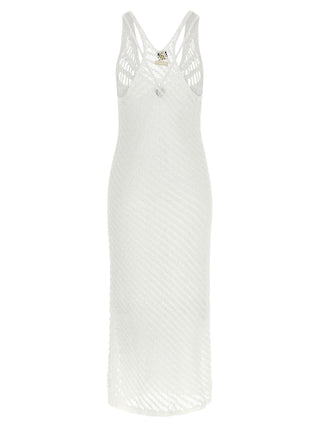 White Polyester Long Dress
