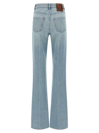 Blue Cotton High-Waisted Jean
