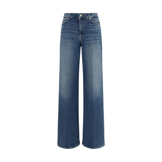Blue Cotton Flared Jeans