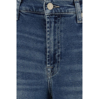 Blue Cotton Flared Jeans