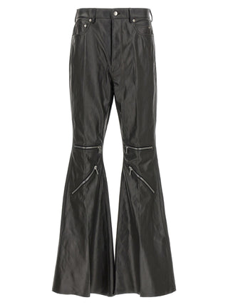 Black Calfskin Flared Pants