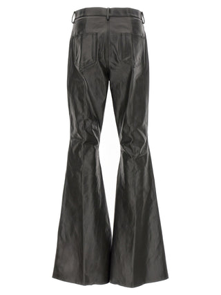 Black Calfskin Flared Pants