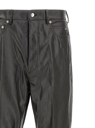 Black Calfskin Flared Pants