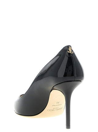 Black Leather High Heel Pumps