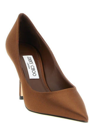 Brown Tencel High Heel Pumps