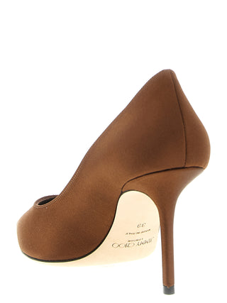Brown Tencel High Heel Pumps