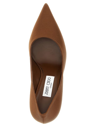 Brown Tencel High Heel Pumps