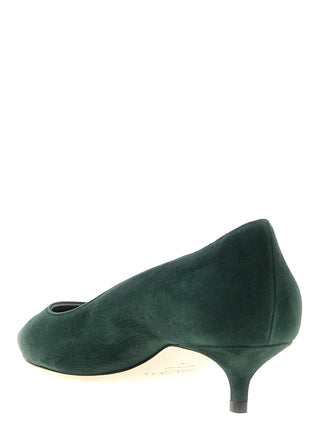 Zapatos de tacón medio bicolor de cuero