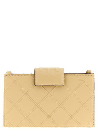 Tarjetero de piel de cordero beige