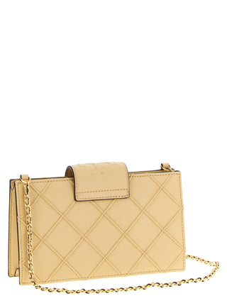 Tarjetero de piel de cordero beige