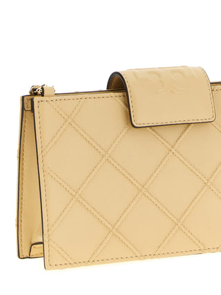 Tarjetero de piel de cordero beige