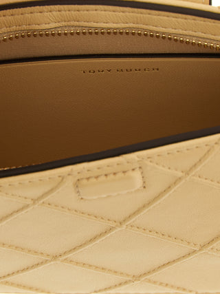 Tarjetero de piel de cordero beige