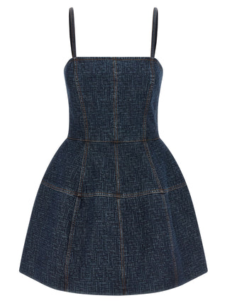 Blue Cotton Short Dress