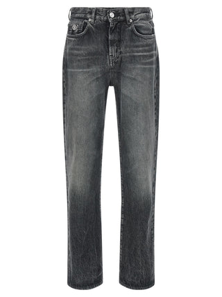 Gray Cotton Straight-Leg Jeans