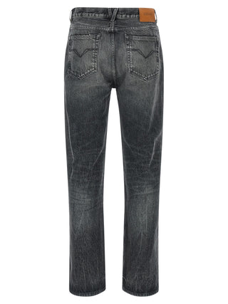 Gray Cotton Straight-Leg Jeans