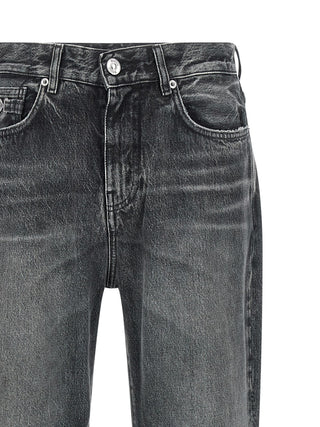 Gray Cotton Straight-Leg Jeans