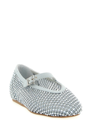 Silver Polyamide Ballet Flats