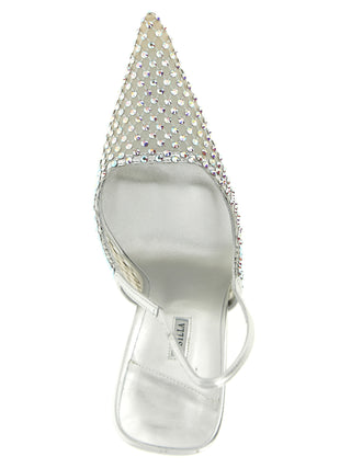 Silver Polyester High Heel Pumps