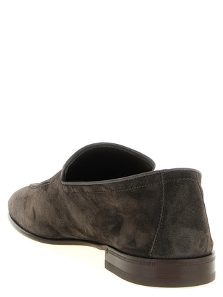 Gray Calfskin Slip-On Loafers