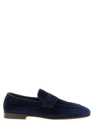 Blue Calfskin Slip-On Loafers