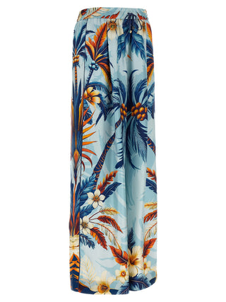 Blue Silk Casual Pants