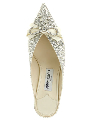 Silver Tencel Mid Heel Pumps