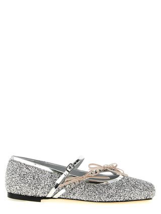 Silver Tencel Ballet Flats