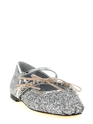 Silver Tencel Ballet Flats