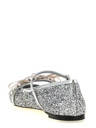 Silver Tencel Ballet Flats