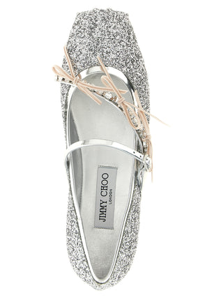 Silver Tencel Ballet Flats