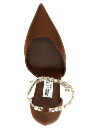 Brown Tencel High Heel Pumps