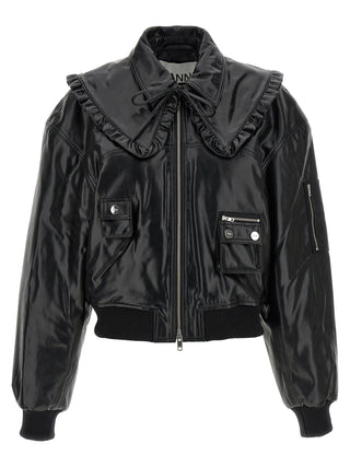 Black Leather Bomber